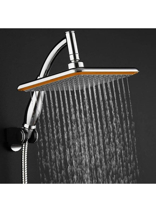 Square Rain Shower Head, 23 cm Stainless Steel High Pressure Rain Shower Head, Ultra Thin Rainfall Bath Shower, Swivel Spray Angle, Easy to Clean and Install, for Any Decorating Style - Image 1