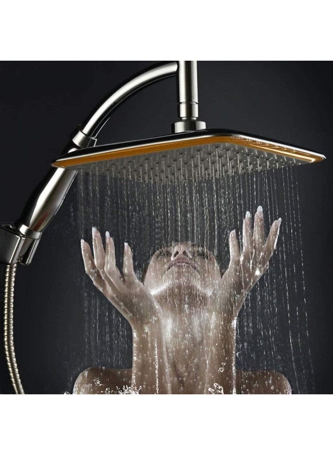 Square Rain Shower Head, 23 cm Stainless Steel High Pressure Rain Shower Head, Ultra Thin Rainfall Bath Shower, Swivel Spray Angle, Easy to Clean and Install, for Any Decorating Style - Image 3