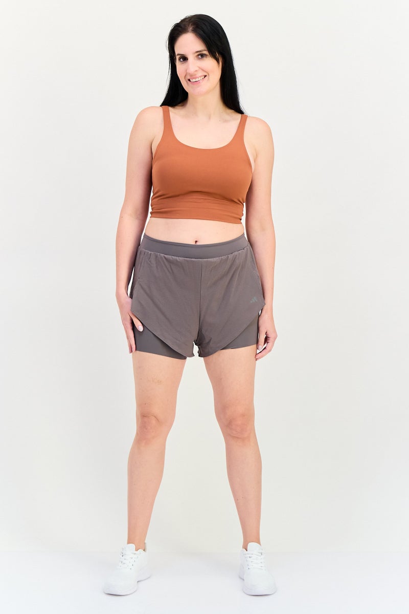 Adidas Women Sportswear Fit 2 In 1 Training Shorts, Grey - Image 4