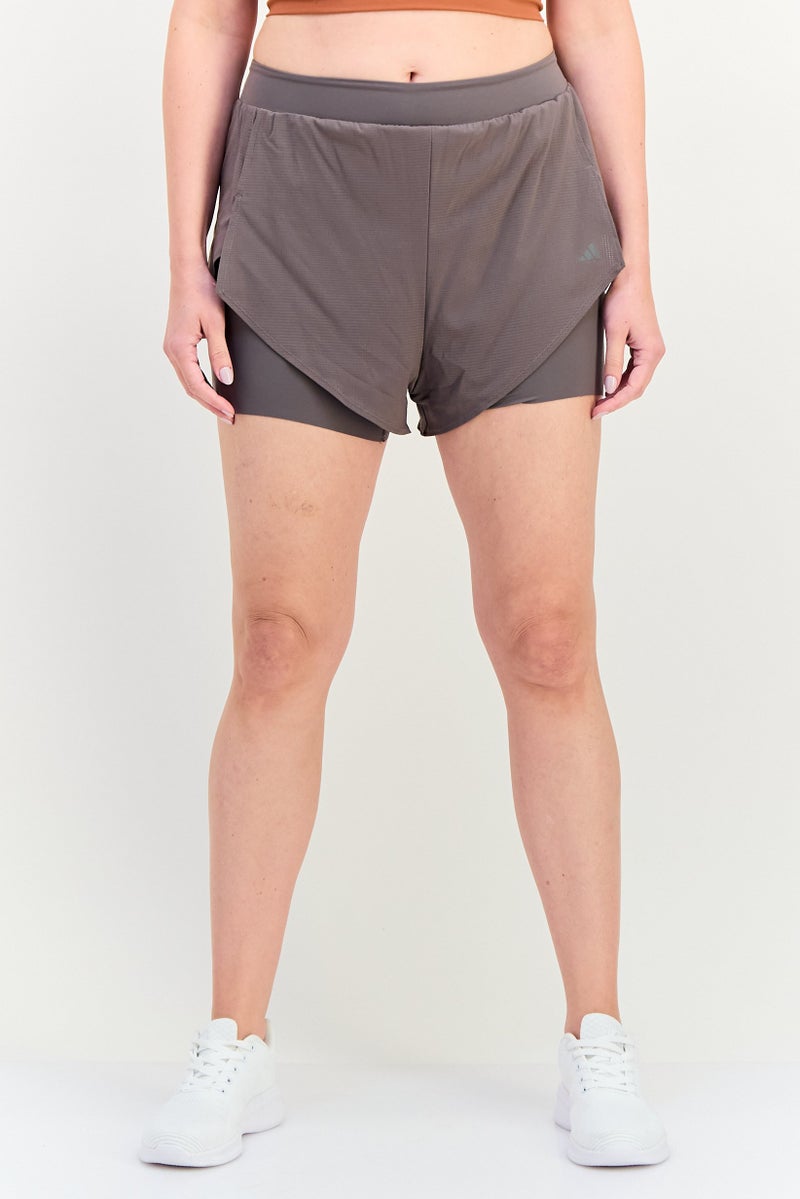 Adidas Women Sportswear Fit 2 In 1 Training Shorts, Grey - Image 1