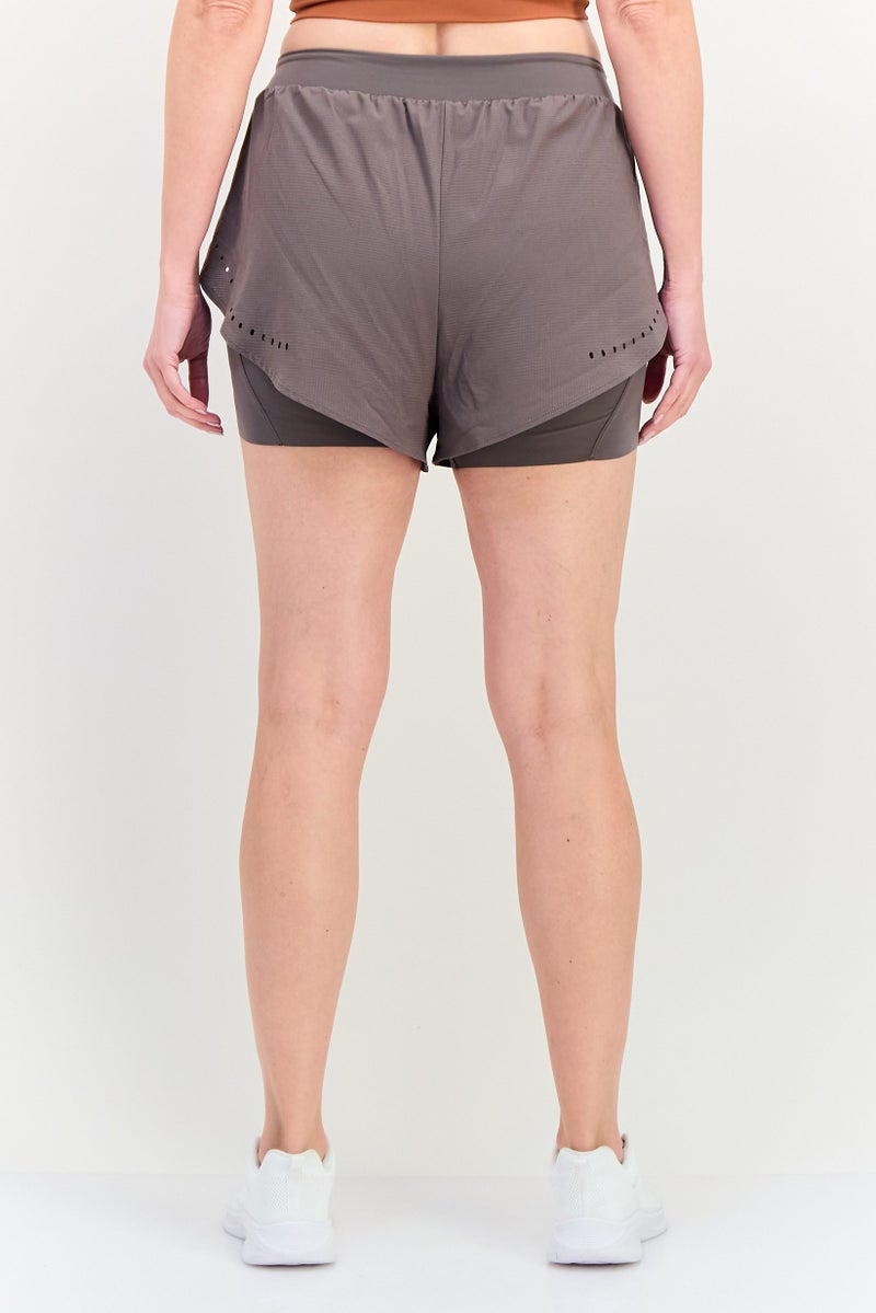 Adidas Women Sportswear Fit 2 In 1 Training Shorts, Grey - Image 3