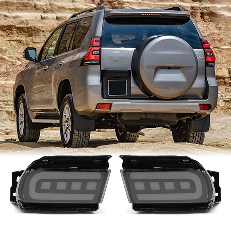 Dreamseek Rear LED Reflector Tail Light for Toyota Land Cruiser Prado 20102021 Brake Bumper Lamp with Dynamic Sequential Turn Signal Smoke Lens