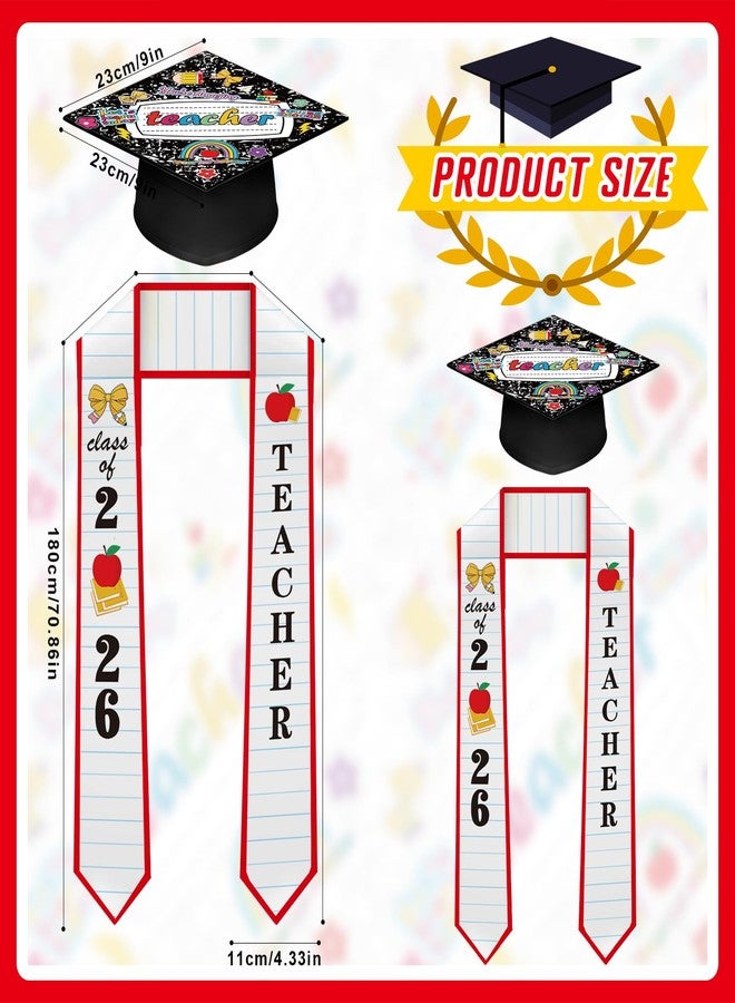 Jiytivity 2 Pcs Teacher Graduation Cap and Stole 2026 Graduation Set Pencil Honor Grad Stole Appreciation Gift for 2026 Congrats Grad College Teacher Educator Men Women - Image 2