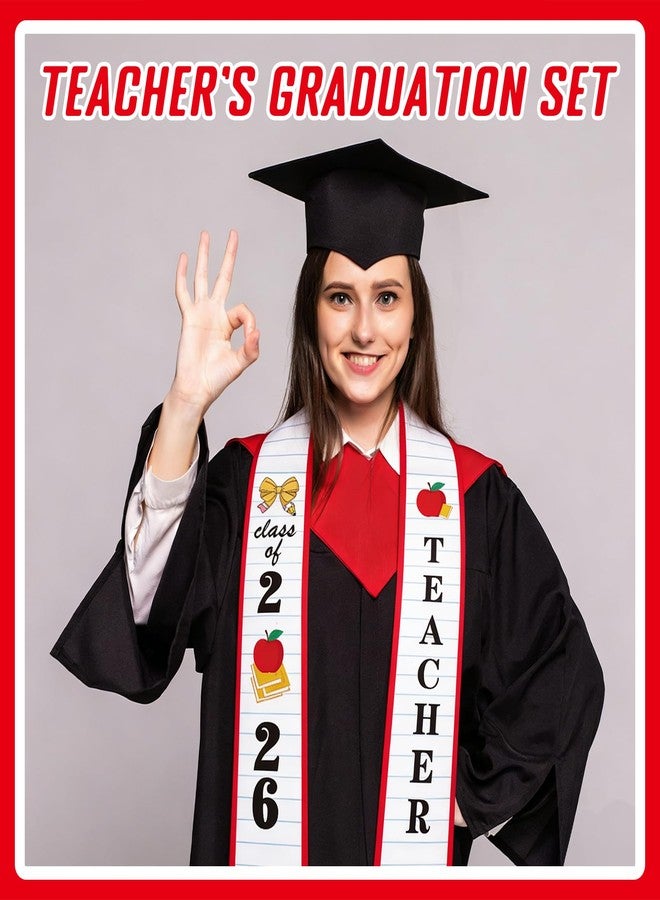 Jiytivity 2 Pcs Teacher Graduation Cap and Stole 2026 Graduation Set Pencil Honor Grad Stole Appreciation Gift for 2026 Congrats Grad College Teacher Educator Men Women - Image 5