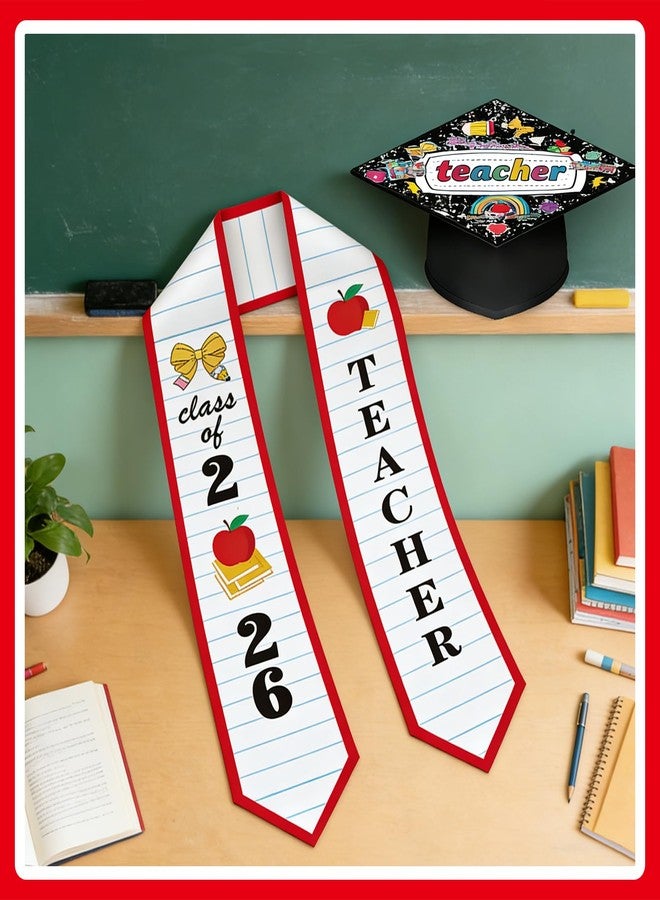 Jiytivity 2 Pcs Teacher Graduation Cap and Stole 2026 Graduation Set Pencil Honor Grad Stole Appreciation Gift for 2026 Congrats Grad College Teacher Educator Men Women - Image 4