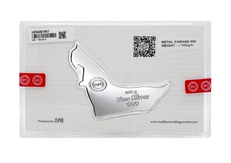 BTC 100g Silver Map Ingot - United Arab Emirates - Image 2