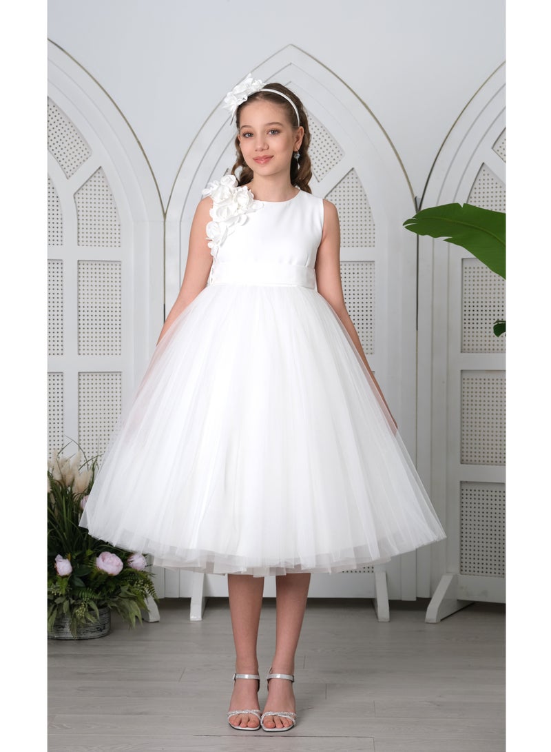 فيا بامبينو فستان بناتي الزهور أبيض 3173 - Image 1