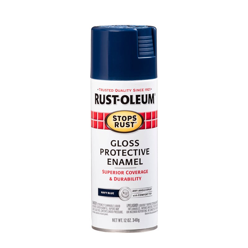 Rust-Oleum 7723830 Stops Rust Spray Paint, 12 oz, Gloss Navy - Image 1