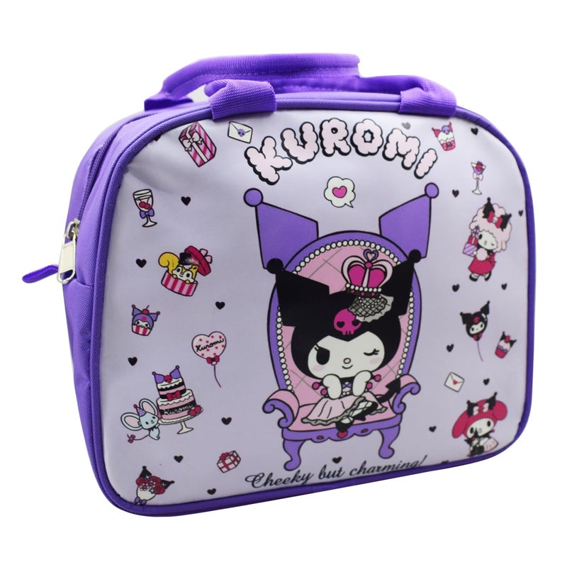 Asera Polycotton Insulated Lunch Bag for Kids, Tiffin Bag for Office/College/School, Lightweight, Durable Handles, Multiple Pockets (Kuromi 1 Pc), 1 Liters - Image 5