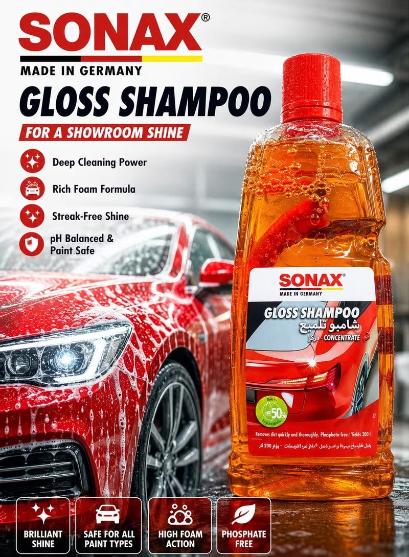SONAX 2Pcs Gloss Shampoo Concentrate Car Wash Shampoo 1L (Pack of 2) for Deep Cleaning, High Gloss Finish, Paint Safe Car Cleaning Liquid, pH Balanced Automotive Shampoo for Cars, SUVs, Motorcycles, Vans and Trucks . - Image 3