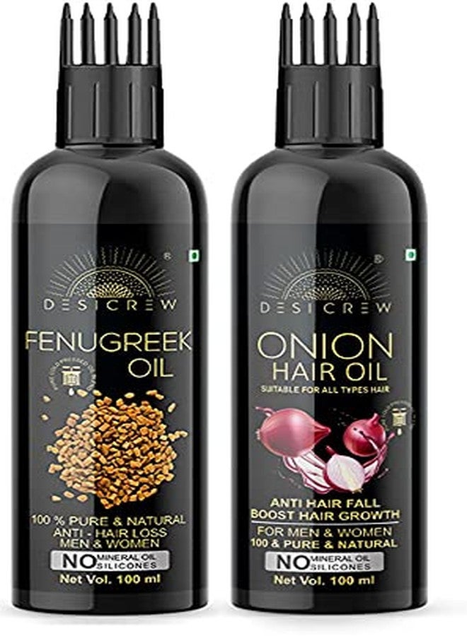 Desicrew Pure FenugreeK & Oion Hair Cold Pressed oil with Applicator For Skin, Body & Hair Care in combo pack of 2 (100ml + 100Ml) - Image 2