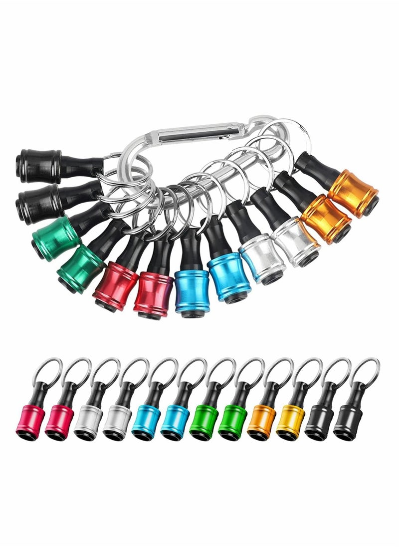 12PCS 1/4 Inch Hex Shank Screwdriver Bits Holder Extension Bar Keychain Screw Adapter Drill Fast Change Portable Hand-held Bit Holder for Electric Screwdrivers and Drill Bit (6 Colors)