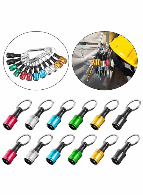 12PCS 1/4 Inch Hex Shank Screwdriver Bits Holder Extension Bar Keychain Screw Adapter Drill Fast Change Portable Hand-held Bit Holder for Electric Screwdrivers and Drill Bit (6 Colors)