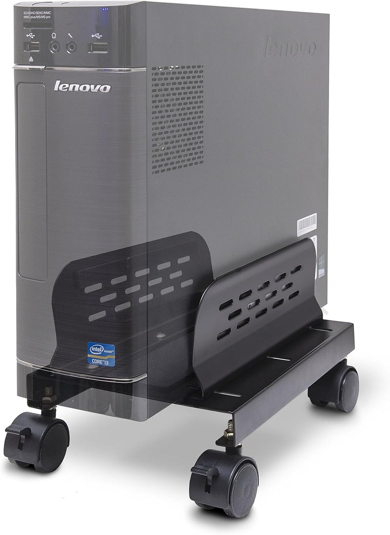 Syba Slim Computer PC or UPS Metal Floor Stand with Adjustable Width and Locking Caster Wheels - Image 1