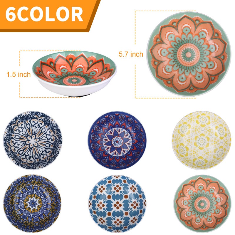 HAPPY KIT Ceramic Cat Food Bowl, Non-Slip Whisker Fatigue Cats Bowl, 5.75â€ Shallow Dish for Indoor, Boho Whisker Friendly Cat Bowls, Small Kitten Plates with Silicone Bottom - Image 5