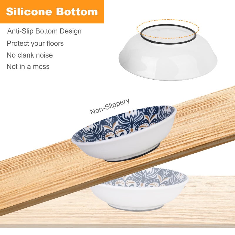 HAPPY KIT Ceramic Cat Food Bowl, Non-Slip Whisker Fatigue Cats Bowl, 5.75â€ Shallow Dish for Indoor, Boho Whisker Friendly Cat Bowls, Small Kitten Plates with Silicone Bottom - Image 4