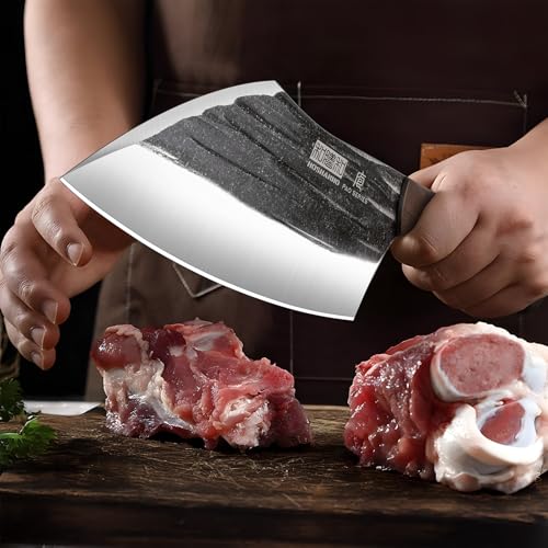 HOSHANHO 6 Inch Cleaver Knife, Hand Forged Vegetable Meat Cleaver, Full Tang Chopper Butcher Knife for Meat Cutting for Kitchen, Outdoor Cooking, Camping - Image 5