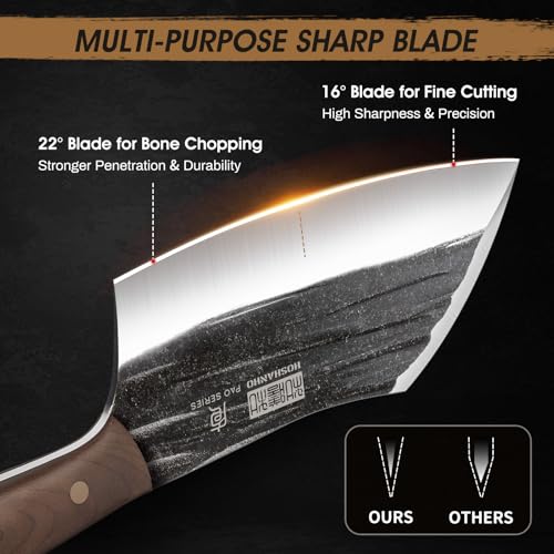 HOSHANHO 6 Inch Cleaver Knife, Hand Forged Vegetable Meat Cleaver, Full Tang Chopper Butcher Knife for Meat Cutting for Kitchen, Outdoor Cooking, Camping - Image 2