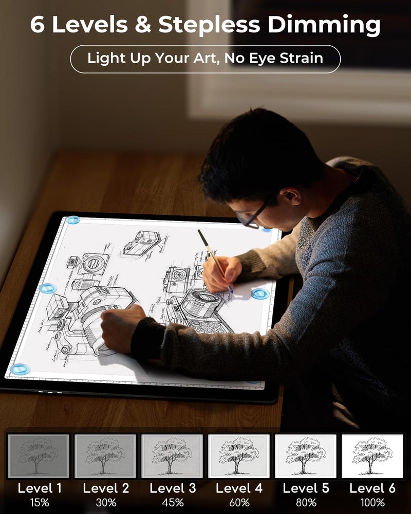 Bylitodt Rechargeable A2 Extra Large Light Board for Diamond Painting, Magnetic Copy Pad with Side Button, 3Color Modes LED Light Box for Tracing, Tatoo Drawing, Sketching, Weeding Vinyl, Sand Art - Image 4