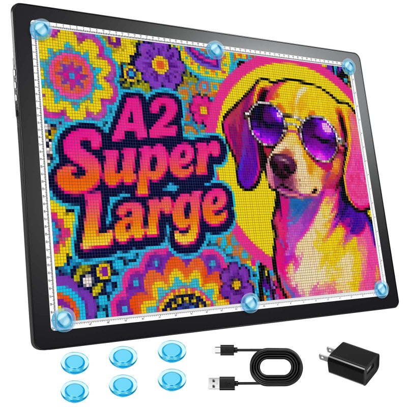 Bylitodt Rechargeable A2 Extra Large Light Board for Diamond Painting, Magnetic Copy Pad with Side Button, 3Color Modes LED Light Box for Tracing, Tatoo Drawing, Sketching, Weeding Vinyl, Sand Art - Image 1