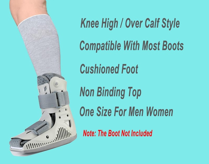 VEIGIKE Replacement Sock Liner for Orthopedic Walking Boots Walker Brace, Tube Socks Under Air Cam Walkers and Fracture Boot Cast Shoe Surgical Leg Cover Grey 4 Pair - Image 2