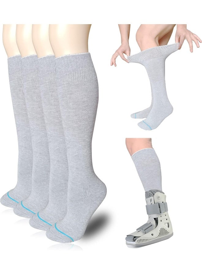 VEIGIKE Replacement Sock Liner for Orthopedic Walking Boots Walker Brace, Tube Socks Under Air Cam Walkers and Fracture Boot Cast Shoe Surgical Leg Cover Grey 4 Pair - Image 1