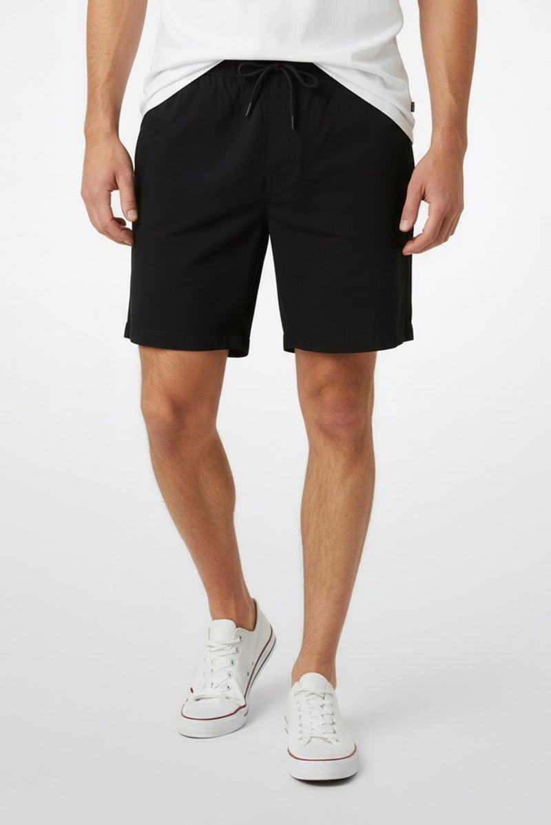 Threadbare Men Plain Basic Shorts, Black - Image 1