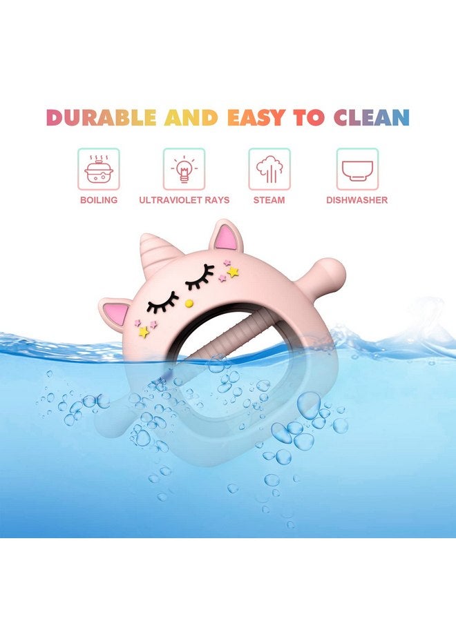 Tinabless Teething Toys for Babies 6-12 Months, Tinabless Unicorn Never Drop Silicone Teether Designed for Babies 0-6 Months, Car Seat Toy for New Born, Natural Organic Baby Teether for Boys&Girls, Pink - Image 4