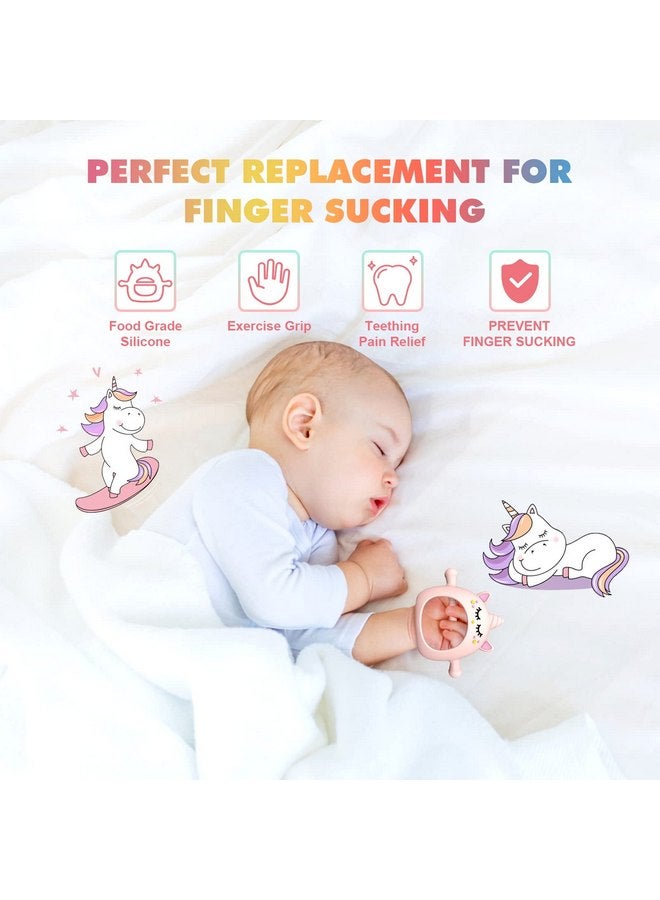 Tinabless Teething Toys for Babies 6-12 Months, Tinabless Unicorn Never Drop Silicone Teether Designed for Babies 0-6 Months, Car Seat Toy for New Born, Natural Organic Baby Teether for Boys&Girls, Pink - Image 5