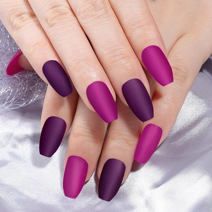 FANDAMEI 24 Packs 576PCS Matte Press on Nails Medium Length FANDAMEI Medium Coffin Fake Nails Full Cover Acrylic Short Ballerina False Nail tips with Nail Glue Nail Adhesive Tabs Nail File for Nail Art DIY - Image 3