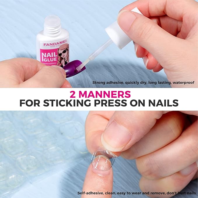 FANDAMEI 24 Packs 576PCS Matte Press on Nails Medium Length FANDAMEI Medium Coffin Fake Nails Full Cover Acrylic Short Ballerina False Nail tips with Nail Glue Nail Adhesive Tabs Nail File for Nail Art DIY - Image 4