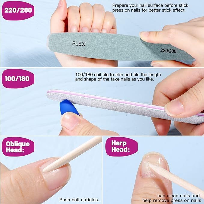 FANDAMEI 24 Packs 576PCS Matte Press on Nails Medium Length FANDAMEI Medium Coffin Fake Nails Full Cover Acrylic Short Ballerina False Nail tips with Nail Glue Nail Adhesive Tabs Nail File for Nail Art DIY - Image 5