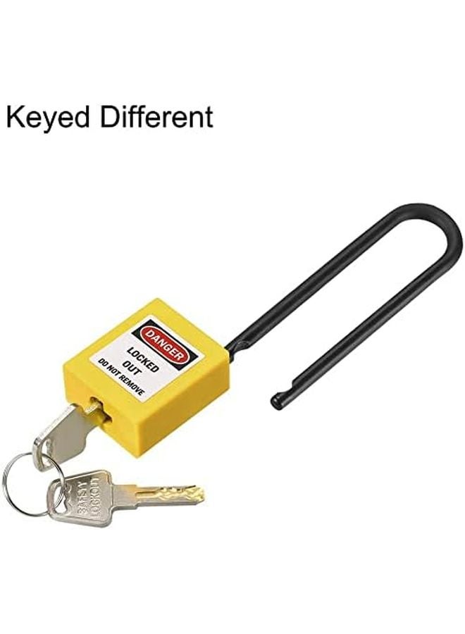 Lockout Tagout Safety Padlock 3 Inch Nylon Shackle Keyed Different Yellow 2 Pack - Image 3