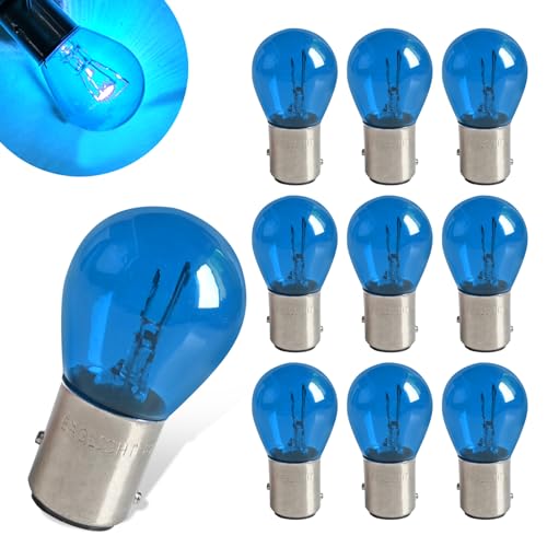 Flygun 10 PCS Car 1157 P215W S25 BAY15D Light Bulb Double Tail High and Low Brake Light Bulb Turn Signal Light Bulb LongerLife Replacement Universal Halogen Brake Tail Light Parking Light Blue - Image 1