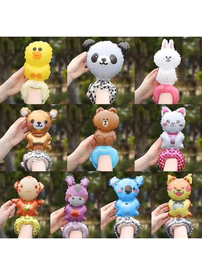 Little Red Book Same Cartoon Wrist Balloon Cute Rabbit Aluminum Film Bracelet Children's Birthday Inflatable Stall Small Goods-Color:Mixed Animal Headband (50 Packs) With Pump  - Image 2