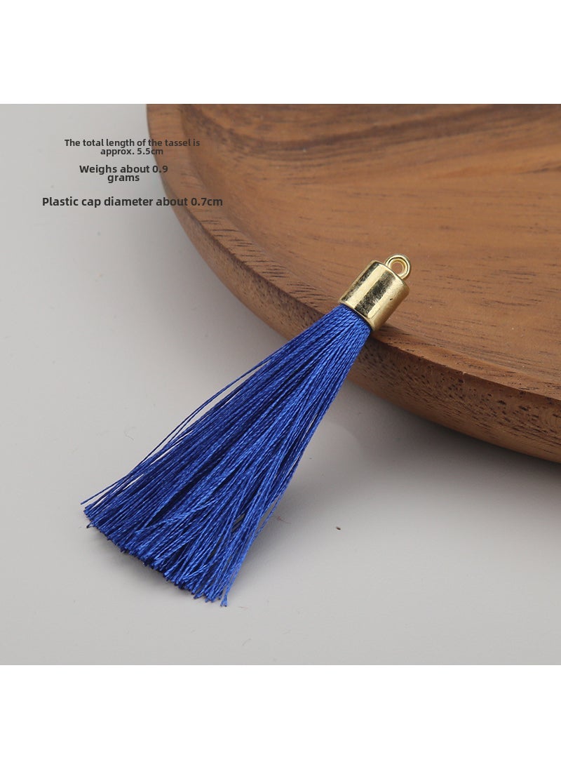 Generic 1 x 5 pcs 5cm Tassel Bookmark Metal Cap Weights Sapphire Blue