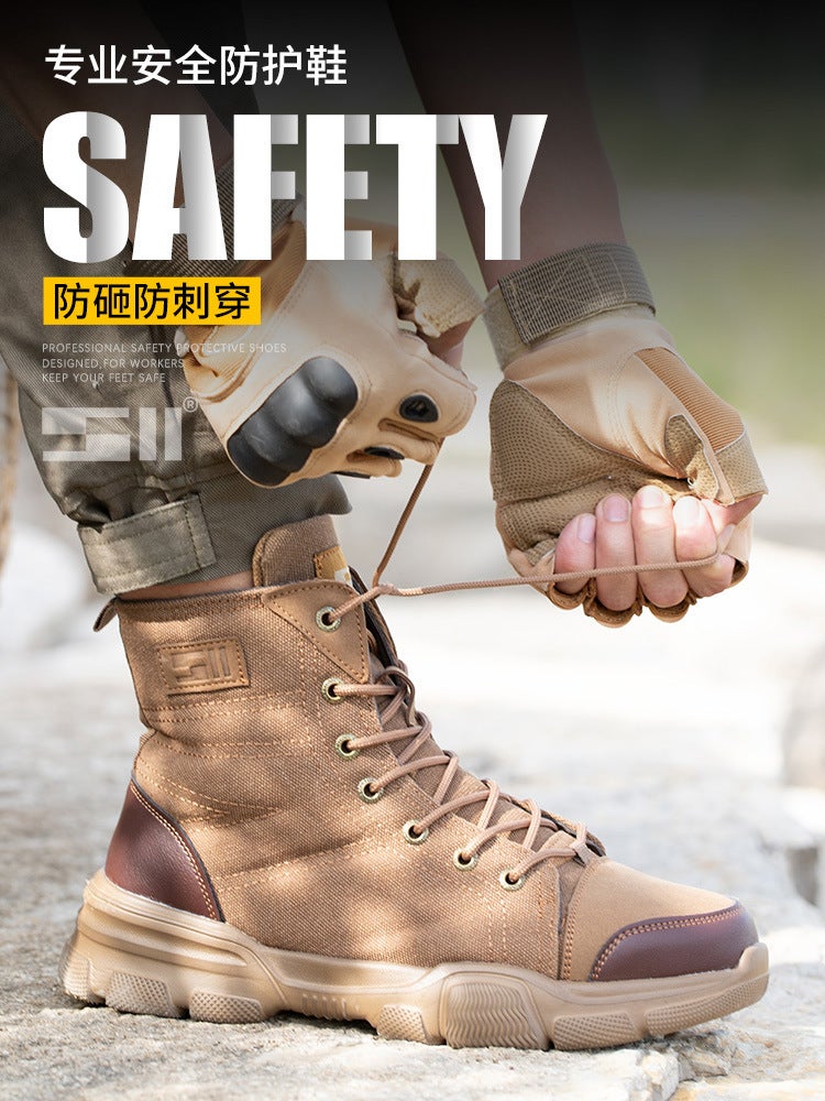 Large-Size High-Top Labor Protection Shoes For Men And Women Anti-Smashing And Anti-Piercing Work Shoes Shock-Absorbing Safety Work Shoes Labor Protection Shoes - Image 3