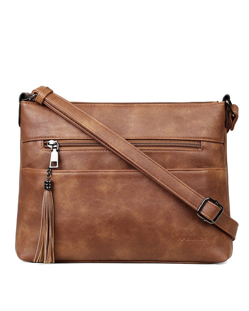 MASINTOR Crossbody Bags for Women, Lightweight Medium Crossbody Purse, Soft Leather Women's Shoulder Handbags with Tassel for Shopping or Travel - Image 1