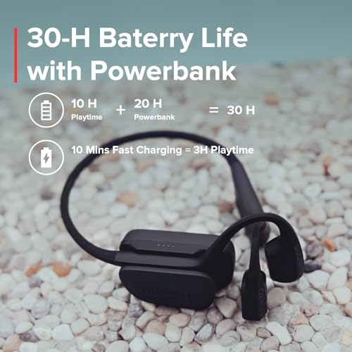 SUUNTO Aqua Open-Ear Swimming Bone Conduction Headphone, 32GB MP3 Bluetooth Running Player, Head Movement Control, Noise Cancelled Dual-Mic, IP68 Waterproof, 30H Playtime w/Powerbank, Black - Image 3