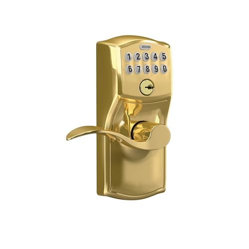 SCHLAGE FE595 CAM 505 16-234 10-027 Camelot by Accent Keypad Lever with Flex Lock, Bright Brass - Image 2