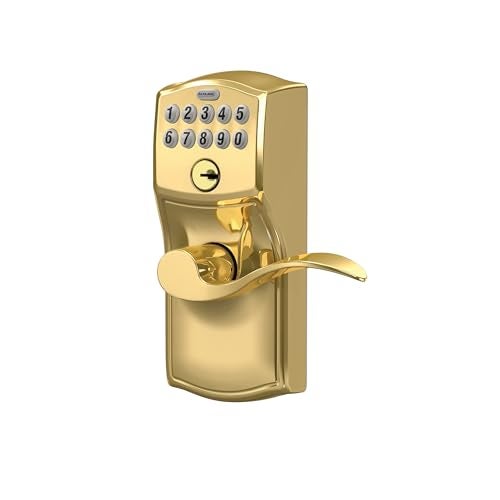 SCHLAGE FE595 CAM 505 16-234 10-027 Camelot by Accent Keypad Lever with Flex Lock, Bright Brass - Image 4