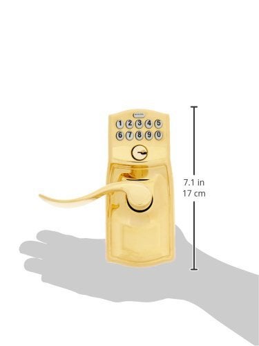 SCHLAGE FE595 CAM 505 16-234 10-027 Camelot by Accent Keypad Lever with Flex Lock, Bright Brass - Image 3