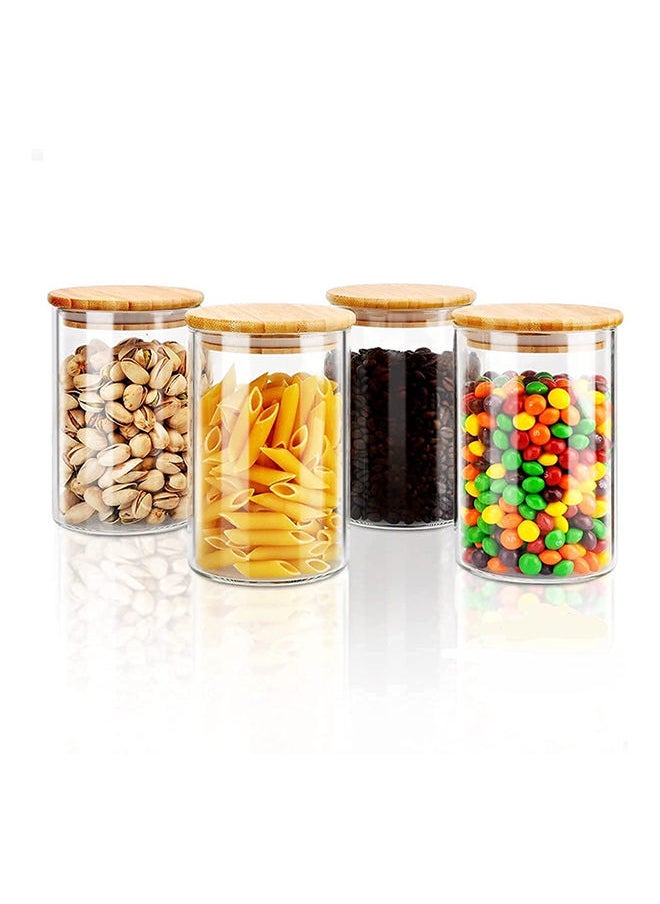 BLACKSTONE - Glass Jar Canister with Airtight Bamboo Lid Kitchen Food Container for Flour Sugar Coffee Cookie Jar Candy Snack and More Set Of 4 Pcs Yk4104 1000ml - Image 1