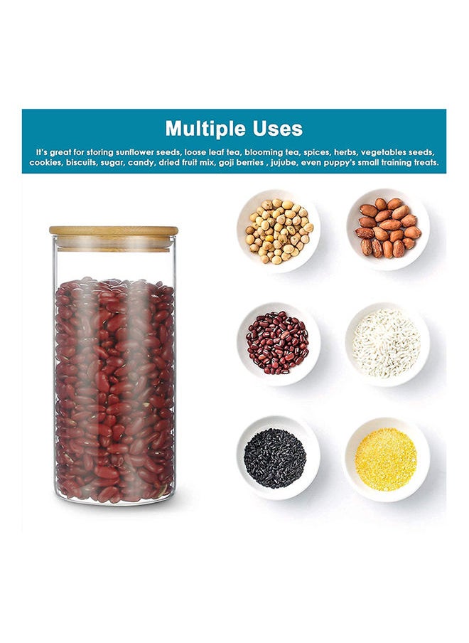 BLACKSTONE - Glass Jar Canister with Airtight Bamboo Lid Kitchen Food Container for Flour Sugar Coffee Cookie Jar Candy Snack and More Set Of 4 Pcs Yk4104 1000ml - Image 1