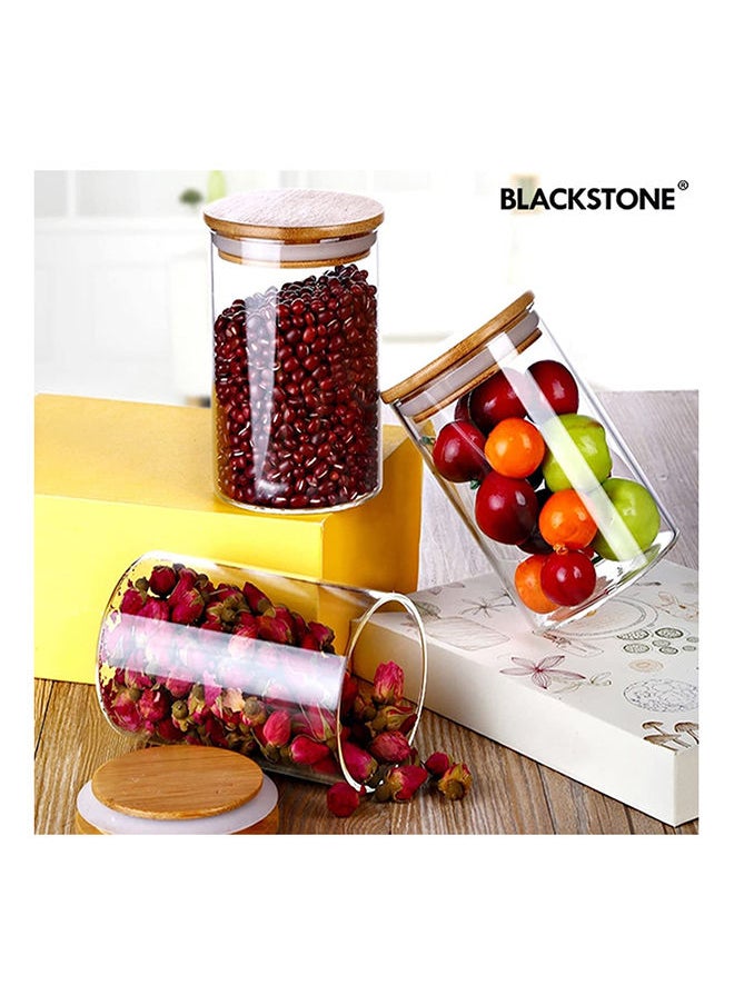 BLACKSTONE - Glass Jar Canister with Airtight Bamboo Lid Kitchen Food Container for Flour Sugar Coffee Cookie Jar Candy Snack and More Set Of 4 Pcs Yk4104 1000ml - Image 1