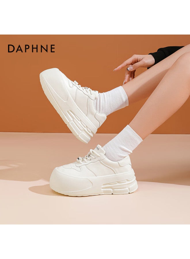 Daphne Thick-soled White Sneakers For Women, Spring 2025 Popular Casual Shoes, Versatile Height-increasing Skateboard Shoes, Platform Women's Shoes, Off-white, Size 36 - Image 2