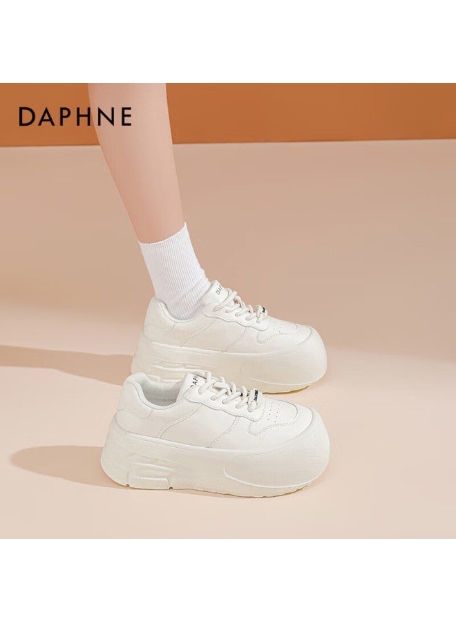 Daphne Thick-soled White Sneakers For Women, Spring 2025 Popular Casual Shoes, Versatile Height-increasing Skateboard Shoes, Platform Women's Shoes, Off-white, Size 36 - Image 3