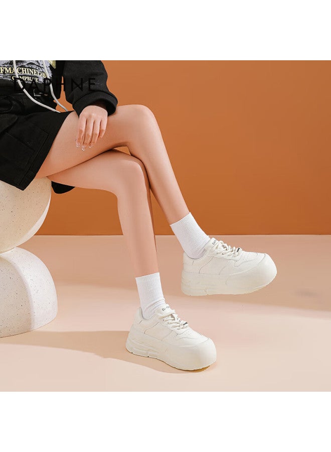Daphne Thick-soled White Sneakers For Women, Spring 2025 Popular Casual Shoes, Versatile Height-increasing Skateboard Shoes, Platform Women's Shoes, Off-white, Size 36 - Image 4