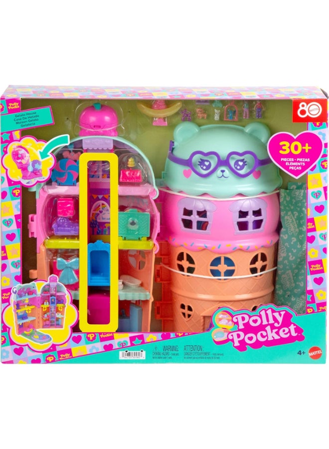 Polly Pocket بيت اللعب بموضوع الآيس كريم من بولي بوكيت مع 25+ ملحقات - Image 1
