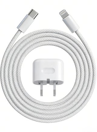 شاحن آيفون سريع 20W PD مع كابل USB-C إلى Lightning بطول 2 متر معتمد MFi – محول شحن حائط متوافق مع iPhone 14 Pro Max / 14 / 13 / 12 / 11 / XR / XS / X / SE 2020 و iPad - view 3